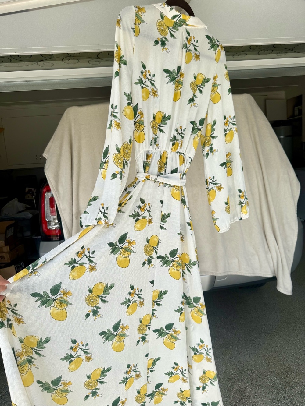 Lemon Print Faux Wrap Maxi Dress - Picture 11 of 13